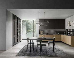 Cucina Moderna angolare in rovere brandy e laccato Frida 03 di Arredo3