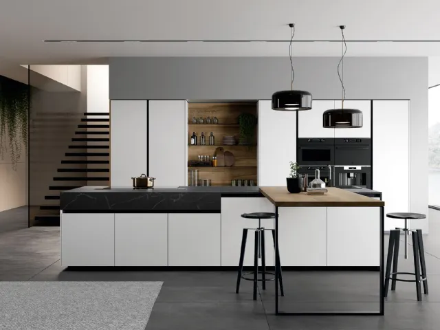 Cucina Moderna Glass 2 0 06 con isola di Arredo3