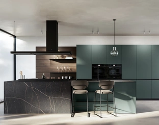 Cucina Moderna con isola Kalì 01 in pet e laminato di Arredo3