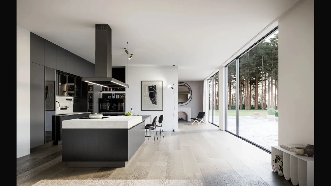 Cucina Moderna in laminato rovere con isola Kalì 11 di Arredo3