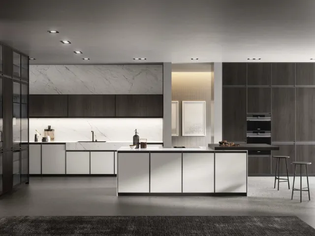 Cucina Moderna in Pet e rovere ebano con isola Kronos 01 di Arredo3