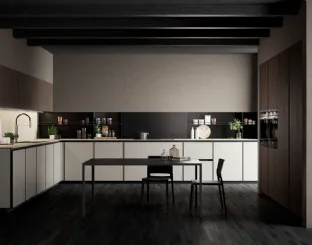 Cucina Moderna angolare Kronos in vetro Nebbia opaco di Arredo3