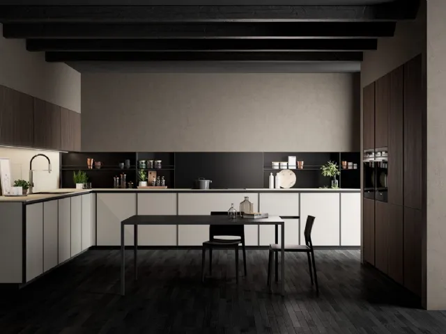 Cucina Moderna angolare Kronos in vetro Nebbia opaco di Arredo3