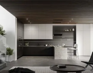 Cucina Moderna in laminato rovere e Pet con penisola Wega 01 di Arredo3