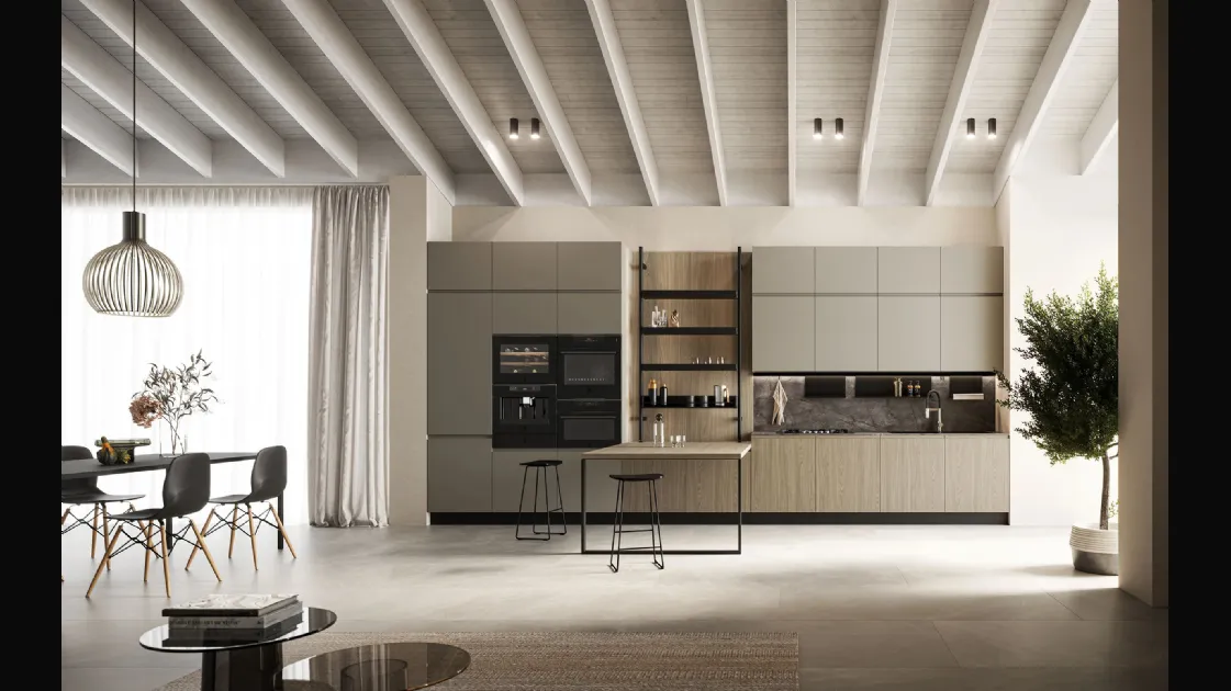 Cucina Moderna in laccato e laminato con penisola Wega 05 di Arredo3