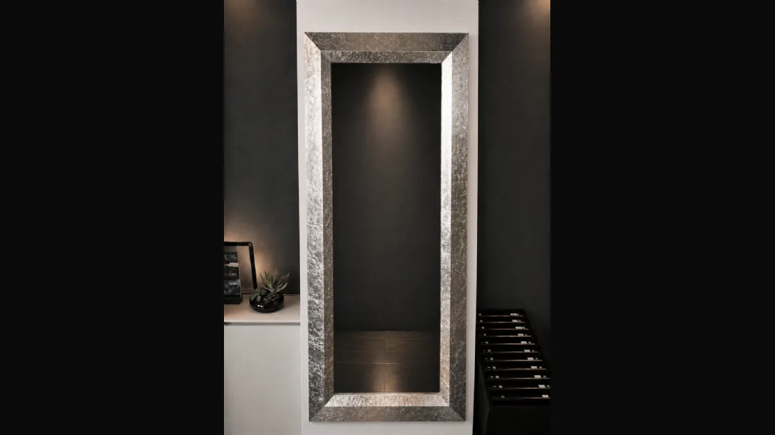 Specchiera Artigianale con cornice in legno Argento