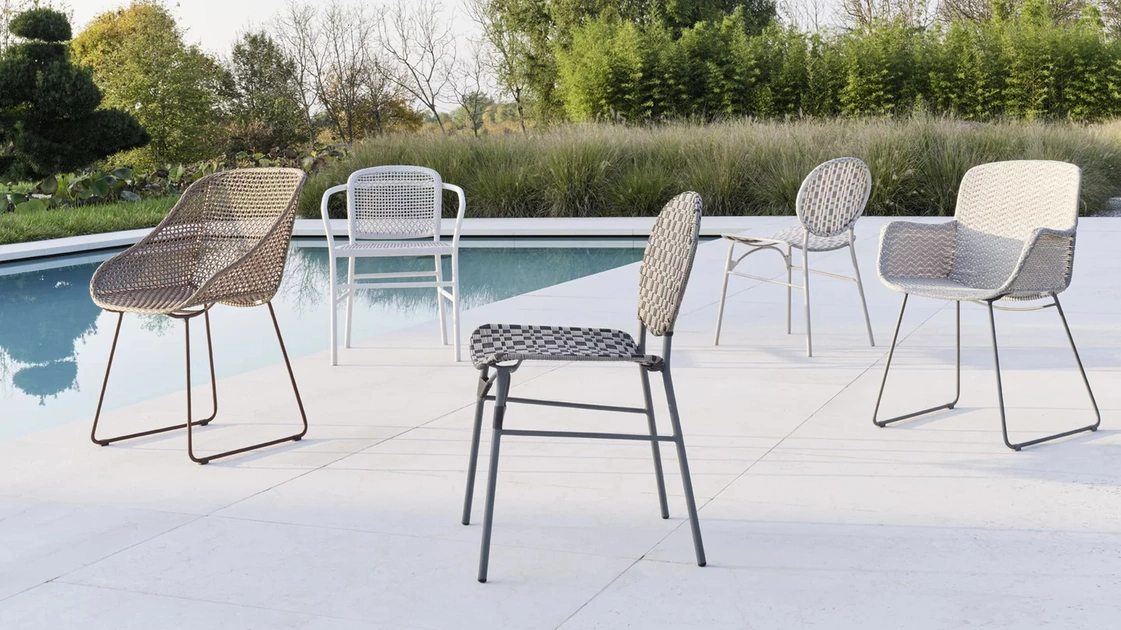 Sedia Colette in acciaio con intreccio in Colette Resin di Gervasoni