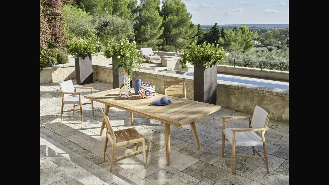 Tavolo rettangolare Eidos in teak di Gervasoni