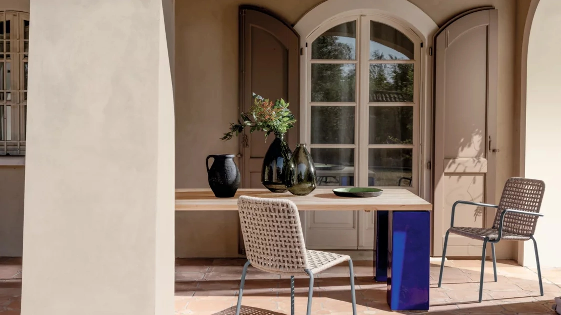 Sedia Straw in corda di polietilene e alluminio di Gervasoni