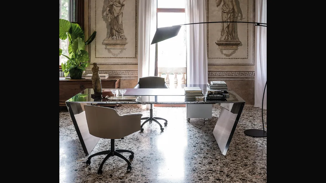 Scrivania Direzionale in acciaio inox Vega di Cattelan Italia