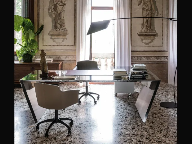 Scrivania Direzionale in acciaio inox Vega di Cattelan Italia