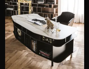 Mobile Ufficio laccato nero con piano in ceramica Marmi Wall Street di Cattelan Italia